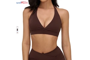 Sexy Hot Women's High Support Yoga Sports Bra Crossed V-Neck Quick Dry Breathable Gym Fitness Backless Running Bra Sport Tops