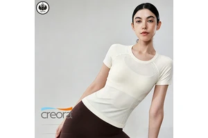 QUMOR Wholesale Seamless Short Sleeve Yoga Shirt High Elastic Breathable Athletic Gym Running Quick-Dry Workout Cover