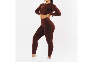 Use Polyamide Polyester Elastane Fabric Yoga Gym Top Seamless AMPLIFY Long Sleeve Crop Top for Women