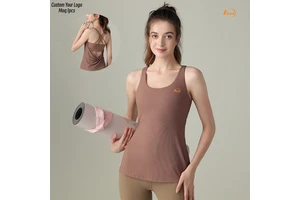 Aoyema Women Sportswear Loose Fit High Elastic Skin-feeling Yoga Clothing Top Running Fitness Cross-border Chest Pad Yoga Vest