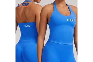 Women Seamed Longline Strappy Breathable Eco-Friendly Yoga Vest Top Custom Front Gym Workout High for Halter Quick-drying