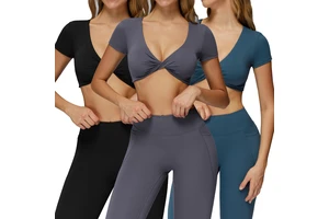 European and American Quick-drying Yoga Clothes, Women's Sexy Yoga Short-sleeved Sports Outdoor Running Fitness Tops