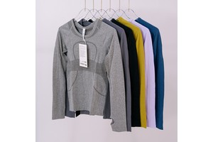 Sportswear Custom Logo Activewear Tech Quick Dry Breathable High Elastic Knit Long Sleeve Yoga Running T-shirts&Tops