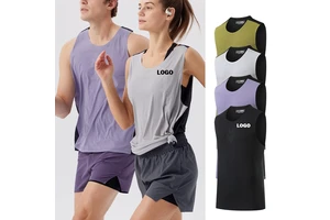 Seamless Laminated Vest Men's and Women's Sports Tops, Sports Vest Sleeveless Loose Fit, Exercise, Fitness, Yoga, Running