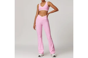 LADYGLOW Yoga Sets Custom Logo Gym Fitness Sets for Women 2 Piece Yoga Bra V Waist Flare Leggings Quick-Drying Yoga Suit