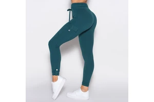Latest Design Dark Sea Solid High Waist Eco-Friendly Quick Dry Lightweight Scrunch Butt Fashion Gym Leggings for Women Pockets