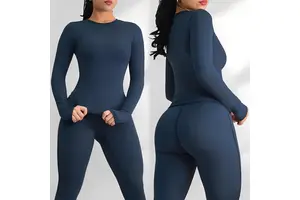 Custom Lightweight Activewear Spandex Soft Four-Way Stretch Long Sleeve Yoga Top Women Regular Fit Breathable Gym T-shirt