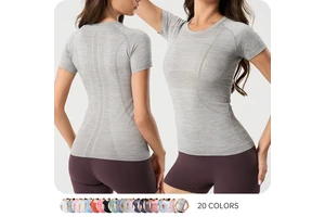 Custom Seamless Short Sleeve Yoga T-Shirt Slim Fit Quick Dry Breathable for Women Workout Training Wear
