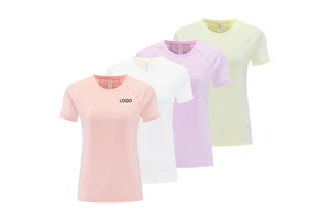 Outdoor Hiking Clothing Women's Seamless Workout Top Short Sleeve Sports T-Shirt Breathable Gym Running Yoga Shirt