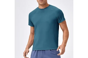 Custom Men's Solid Loose-Fit Sports Short-Sleeve Cool-Sensing Breathable Fitness Outdoor Quick-Drying Running Yoga Top