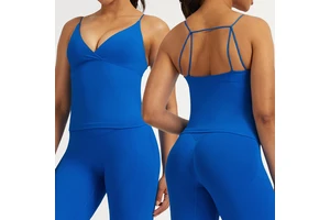 2026 New Trend Women's High Support Reversible Seamless Quick Dry Breathable V-Neck Yoga Twist Front Longline Tank Top