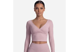 2026 New Long-sleeved Yoga Wear for Women Short Cross-V-neck Sporty Long-sleeved Ballet-style High-end Yoga Top
