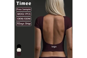 Summer Style Backless Yoga Top for Women Sexy Sports Top Tight and Quick-drying Fitness Short Sleeves