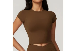 Slim Fit Soft Short Sleeve 95% Cotton 5% Spandex Yoga Fitness Top t Shirts for Women