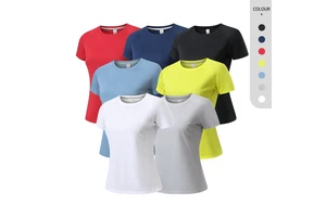 Logo Printing Women Workout Short Sleeve Yoga Shirts Round Neck Tops