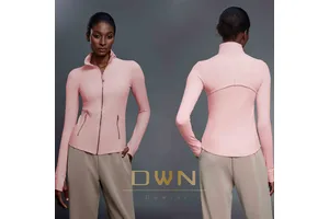 Autumn Winter Slim Fit Stand-up Zipper Yoga Jacket for Women Lightweight Waist Cinching Cardigan Top for Running Fitness Sports