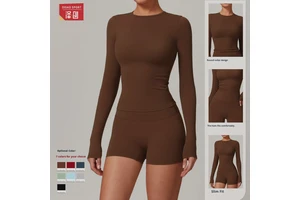 Winter High-Intensity Fitness Long Sleeve Top 8519 Breathable Yoga Pilates Running Sports Wear