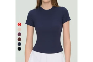 New Women Slimming Outdoor Sports Short-sleeved Gym Workout Top Breathable Fitness Wear Round Neck Fashion Yoga T-shirt