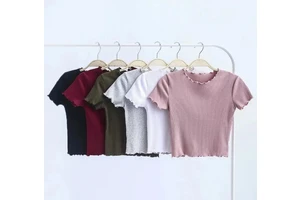 New Fashion Slim-fit Solid Wholesale Tops for Women T-shirt Women's T-shirts