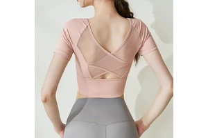Women's Yoga TOP Summer Cross Back Vest Short Sleeve Top Breathable Workout VEST Fitness for Women Yoga Clothes