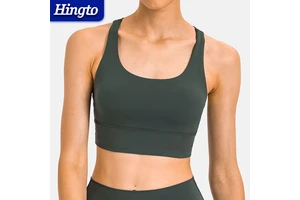 High Quality Cross Back Yoga Top Soft Slim Fit Quick Dry Strappy Workout Bra Running Athletic Gym Sports Bra for Women