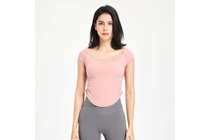 Fitness Women's Tight for Quick-drying Short-sleeved Sports T-shirt for Running Yoga Summer