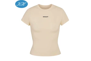 Custom Yoga Wear Four-way Stretch Women's Sports Short Sleeve Slim Fit T-Shirt
