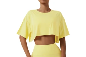 Environmentally Friendly Fabric Outdoor Sports Short-sleeved Blouse Yoga Wear Women's Versatile Loose Fitness Top T-shirt