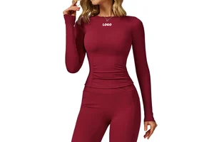 Custom Nude Feel Crew Neck Long Sleeves T Shirts Quick Drying Breathable Sports Top Women Outdoor Gym Running Fitness Yoga Wear