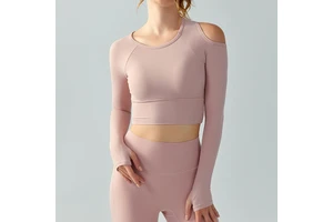 Women's Fitness Long Sleeve Yoga Top Breathable 4-way Stretch Workout Shirt High Elasticity Yoga Clothes for Gym