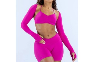 European American New Seamless Spandex/Nylon Solid Fitness Yoga Shawl Long-sleeved Tight Yoga Top for Women