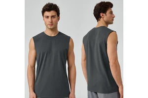 Roregal Men's Modal Cool Breathable Loose Yoga Exercise Sleeveless Fitness Top Activewear Plain Black Fitness Gym Tank Tops