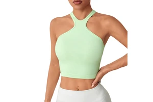 Seamless Cross-Back Sports Bra High for Impact Wireless Yoga Top Breathable Lightweight Front Four-Way for Running Fitness