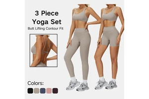 Women Strappy Cross Back Sports Bra Removable Pads High Waist Butt Lifting Leggings Shorts 4 Way Stretch Workout Yoga Set