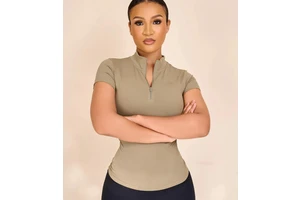 New Style Lightweight Yoga Gym Top Solid Quick-Drying Running Sports T-shirt Half Zipper Short Sleeve Fitness Yoga Top for Woman
