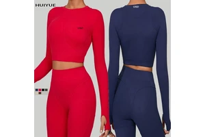 New Autumn/Winter Women's Four-Way Stretch Patchwork Yoga Long-Sleeved High-Intensity Fitness Pilates Sportswear Front Print