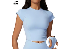Breathable High Stretch Yoga Top Nylon Small Flying Sleeve Fitness Short Sleeve T-shirt Women Tight Quick Dry Yoga Clothes