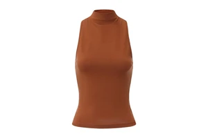 Women New Flex Sleeveless Athletic Tank Top Shirts High Stand Neck Tshirt for Yoga Running Fitness Exercise