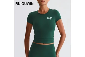 RUIQUWIN Wholesale New Women's Short Sleeve Round Neck Sports T-Shirt Quick Dry Running Yoga Top Slim Fit Breathable Workout Tee