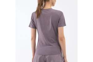 European American Women's Sports Cover-Up New Style Breathable Fitness T-Shirt Casual Loose Running Waist-Cinching Yoga Top