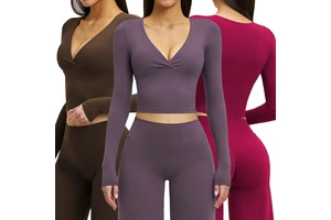 Wholesale Women's Lightweight Breathable Four-Way Stretch Spandex/Nylon Pilates Yoga Long Sleeve Sports Top Fitness T-Shirt