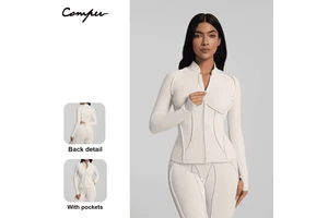 Haiyun Sports Outfit Premium Yoga Jacket for Women Stand-Up Collar Athletic Top Long-Sleeve Zipper Jacket Cycling & Fitness Wear
