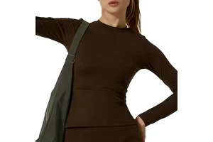 Cross-Border European American Foreign Trade Women's Running Sportswear Yoga Clothing Long-Sleeve Quick-Drying Spandex/Nylon Top