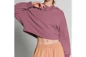 100% Cotton Sports Running Long-sleeved Hoodies Crop Top Loose Casual Women Fitness Sports Yoga Wear Crop Top Long Sleeve
