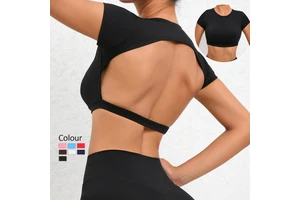 High Elastic Sports Shirts Sexy Hollow Back Short Sleeves Sportswear Fitness Quick Drying Breathable Gym Yoga Tops