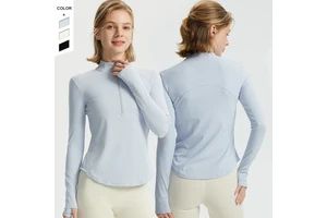 2025 New Autumn/Winter Women's Half Zipper Long Sleeve Fitness Fleece Tshirt Breathable Yoga Wear for Running Sports Training