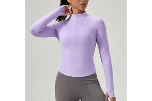 Quick-dry Naked Feeling Running Tight Fit Shirt Women's Half-zip Long Sleeve Stand Collar Yoga Top Fitness Sportswear Jacket