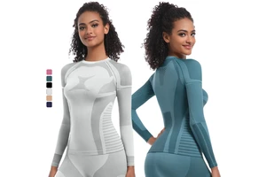 Custom Logo New Arrivals Women's Lightweight Seamless Breathable Four-Way Stretch Quick-Dry Yoga Gym Activewear Tops Winter Ski