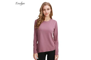 EVELYN Women's Long-Sleeved Yoga Running Fitness Clothes Anti-Bacterial Eco-Friendly Quick-Drying Solid Spandex/Nylon Breathable
