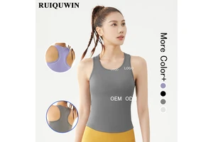 RUIQUWIN Custom Ladies Activewear Workout Clothing Round Neck Plus Size Sleeveless Tops Sports Yoga Fitness Tank Tops for Women